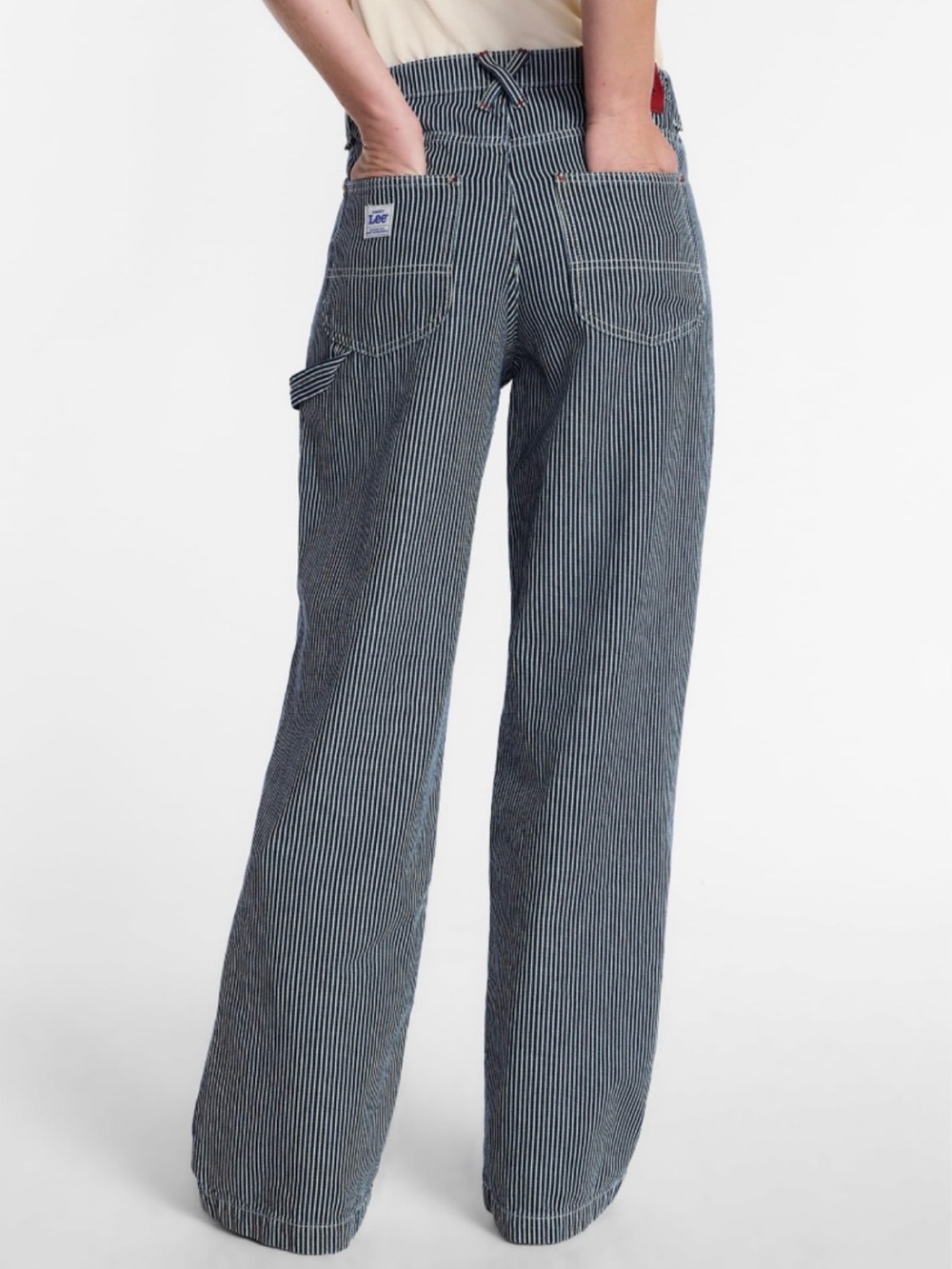 Lee Women’s Wide Leg Jeans - Navy and White Stripe